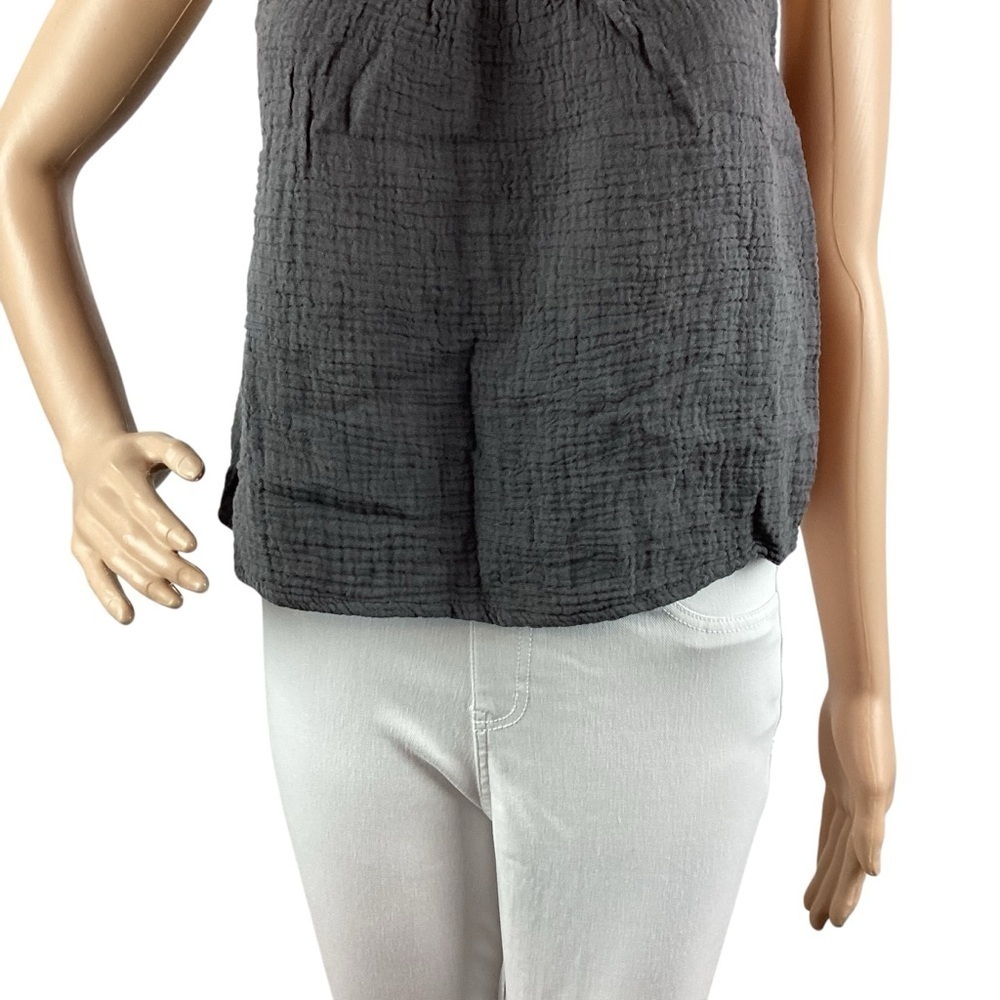Monrow Ruffle Tank Size S Gray - Picture 3 of 7